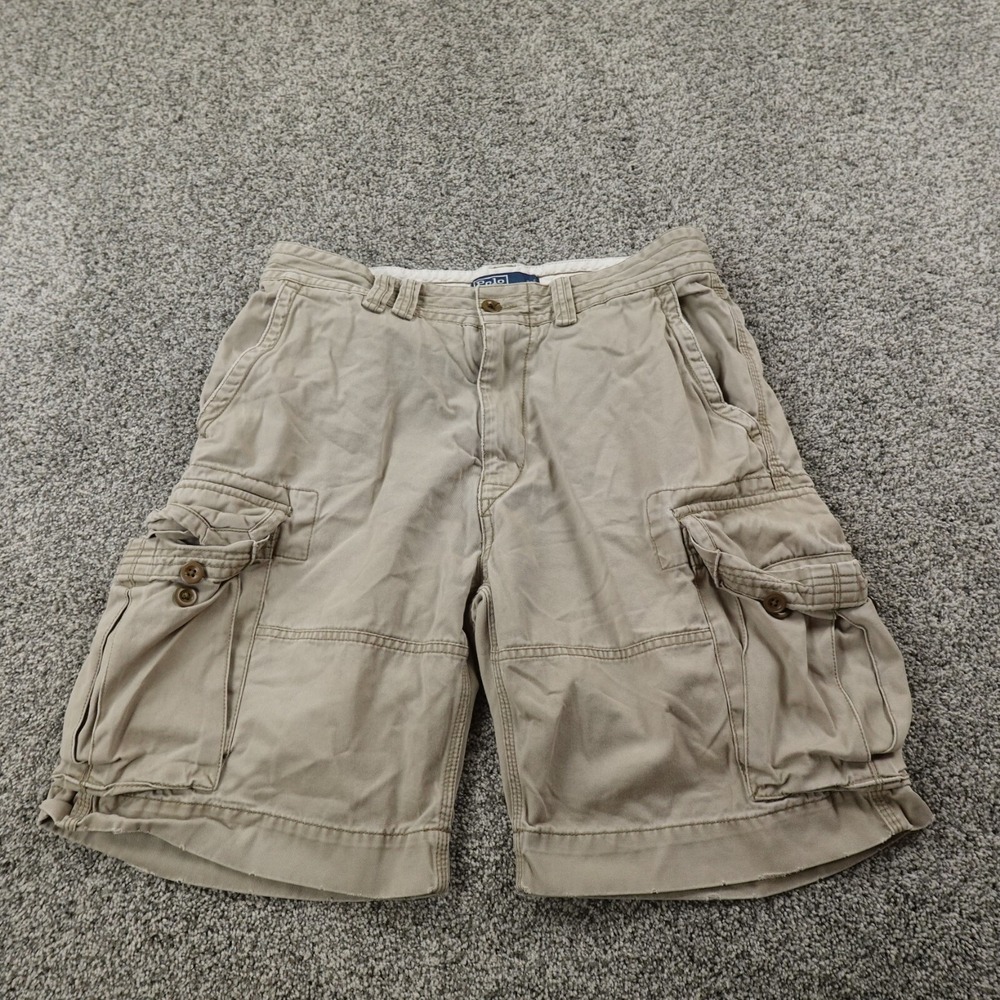 VTG Ralph Lauren Polo Shorts Mens 33 Beige Cargo Utility Hiking Military Outdoor